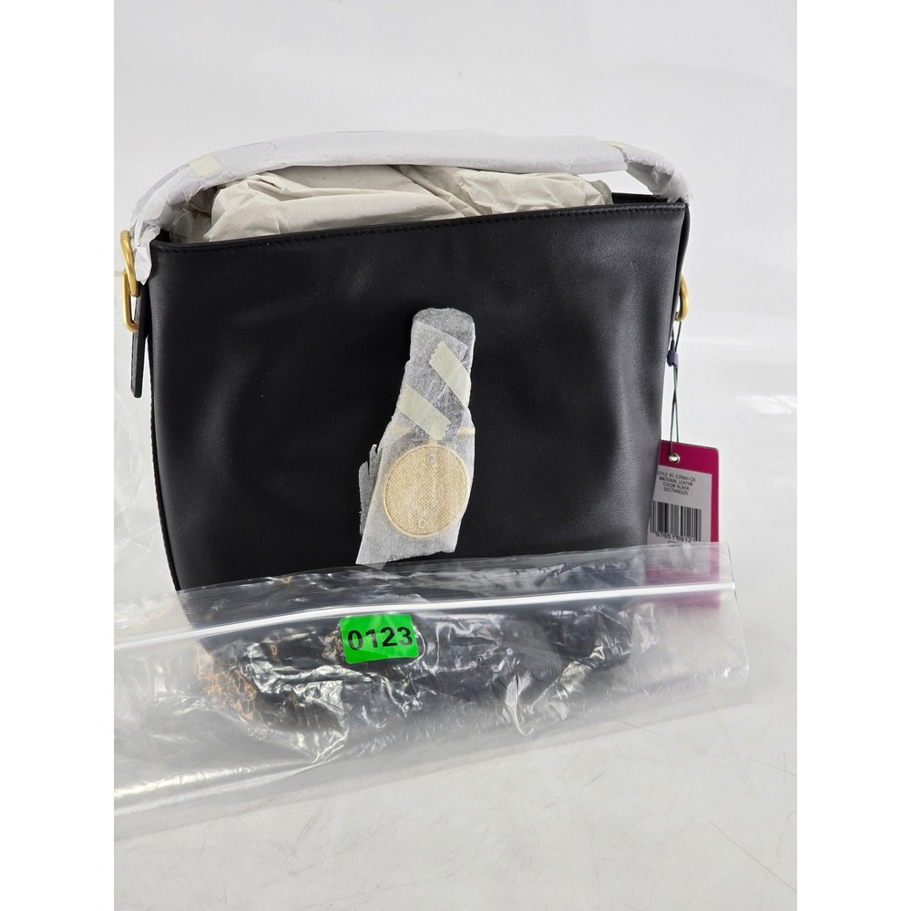Vince Camuto Ezrah Bucket Bag Women OS Black Leather Gold Crest - NEW - Picture 11 of 11